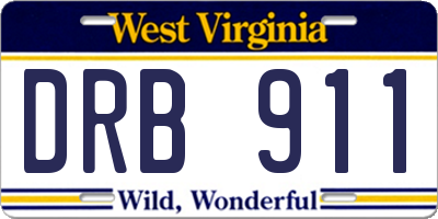 WV license plate DRB911