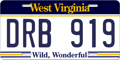 WV license plate DRB919
