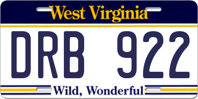 WV license plate DRB922