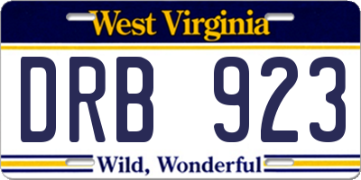 WV license plate DRB923