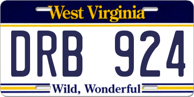 WV license plate DRB924