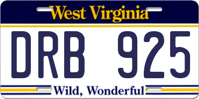 WV license plate DRB925