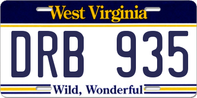 WV license plate DRB935