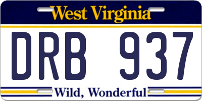 WV license plate DRB937
