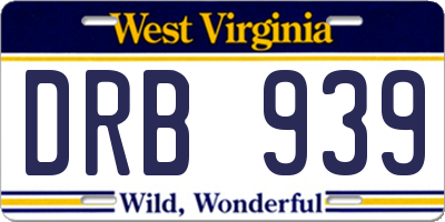 WV license plate DRB939