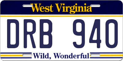WV license plate DRB940