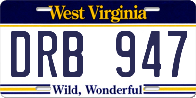 WV license plate DRB947