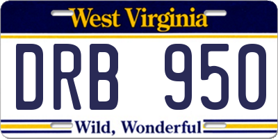 WV license plate DRB950