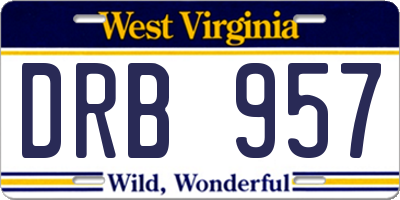 WV license plate DRB957