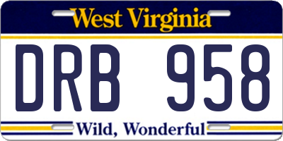 WV license plate DRB958