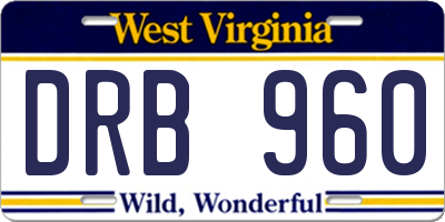 WV license plate DRB960