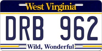 WV license plate DRB962