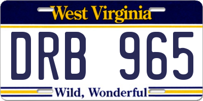 WV license plate DRB965