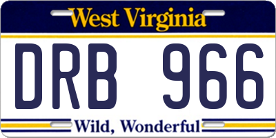 WV license plate DRB966