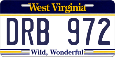 WV license plate DRB972
