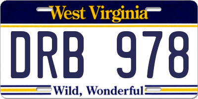 WV license plate DRB978