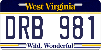 WV license plate DRB981