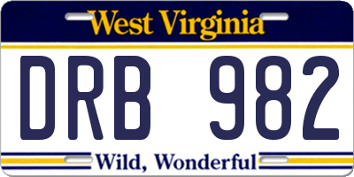 WV license plate DRB982