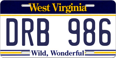 WV license plate DRB986