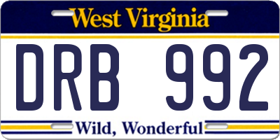 WV license plate DRB992