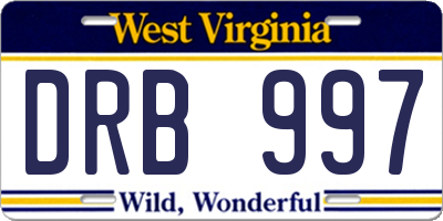 WV license plate DRB997