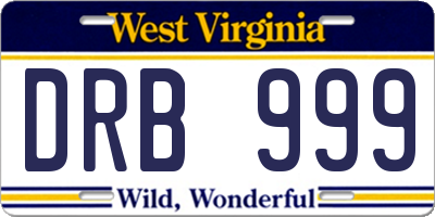 WV license plate DRB999