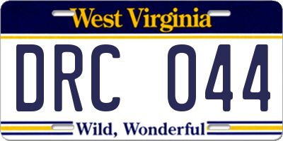 WV license plate DRC044