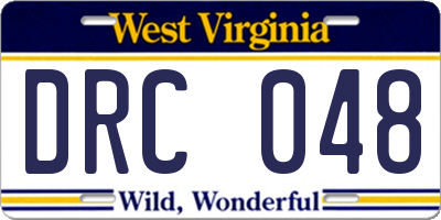 WV license plate DRC048