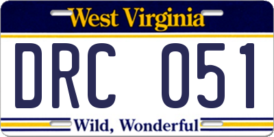 WV license plate DRC051