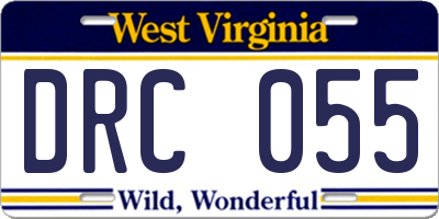 WV license plate DRC055
