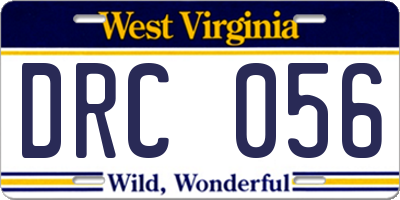 WV license plate DRC056