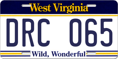 WV license plate DRC065