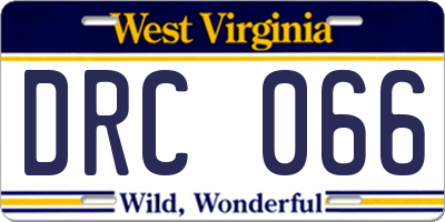 WV license plate DRC066