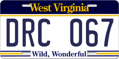 WV license plate DRC067