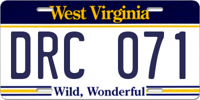 WV license plate DRC071