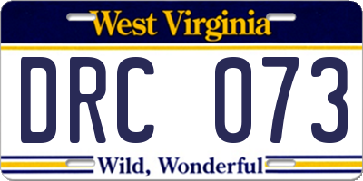 WV license plate DRC073