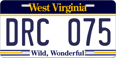 WV license plate DRC075