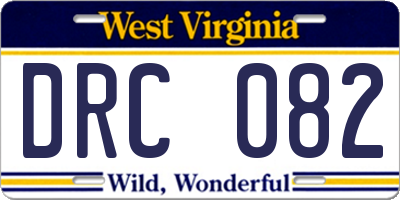 WV license plate DRC082