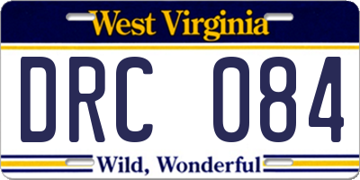 WV license plate DRC084