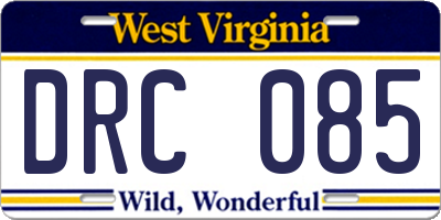WV license plate DRC085