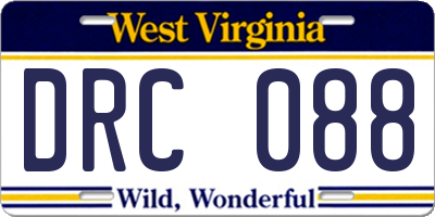 WV license plate DRC088