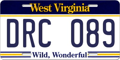 WV license plate DRC089