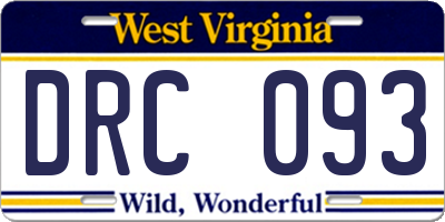 WV license plate DRC093