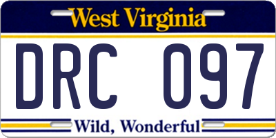 WV license plate DRC097