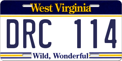 WV license plate DRC114