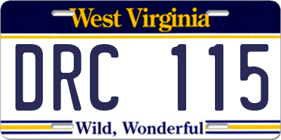 WV license plate DRC115