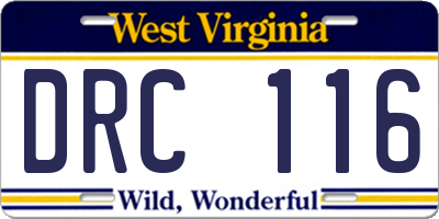 WV license plate DRC116