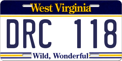 WV license plate DRC118