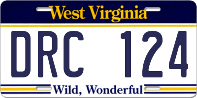 WV license plate DRC124