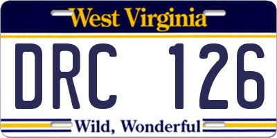 WV license plate DRC126